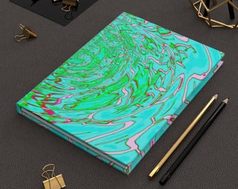 Turkoois marmeren draaikolk notitieboek | Tijdschrift voor journaling en kunstprojecten