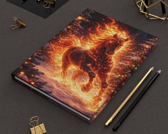 Fiery Stallion notitieboek met harde kaft voor schrijven, plannen, cadeau voor vader of vriend
