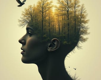 The Thought Garden | Surreal Mind Nature Printable | Botanical Brain Wall Art