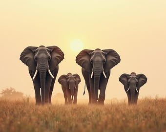 Memory of Elephants | Family Wildlife Printable | Emotional Animal Wall Art