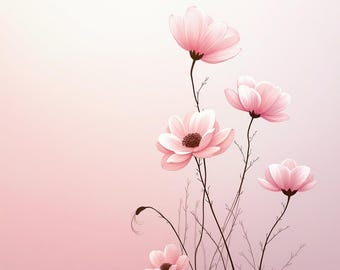 Blossom Dreams – Minimal Floral Painting in Soft Pastels