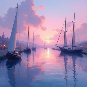Harbor at Dusk – Impressionist Waterfront Painting
