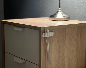 Wall Mount Cable Organizer: 4-Slot Charging Cord Holder, 3D Printed PLA