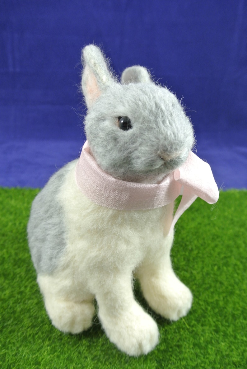 wool felted figure Needle Felted Rabbit with bow felted animal