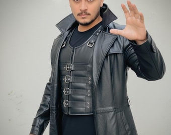 Chaleco y gabardina de cuero Blade: disfraz de cosplay de Wesley Snipes hecho a mano en The Shine Leather
