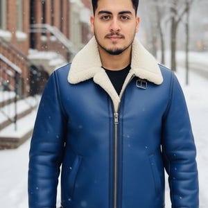 Chaqueta de cuero de lujo con forro de piel sintética para hombre: una prenda imprescindible para el frío.