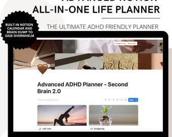 All-in-One ADHD Life Planner Second Brain Notion Template Digital Life Hub for Self Care, Finances, Travel & Goals Minimalist Notion Planner