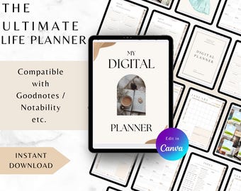 Ultimate Life Digital Planner: 70+ Page Productivity Template (Goodnotes, Notability, Canva)