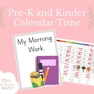 Pre-K and Kindergarten Calendar Time Morning Work