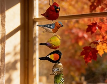 Hand-Carved Wooden Bird Ornament – Hand-Painted Decor