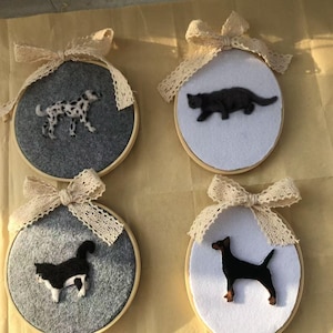 Personalized Custom Dog Cat Needle Felted Embroidery Hoop Wall Art, Pet Customized Name, Dog cat Photo Gift, Creative Dog cat