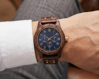 Wood Watch Groomsmen, Engraved Watch, Custom Anniversary Wedding Gift for Husband Boyfriend