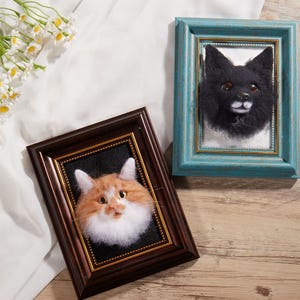 3D Wool Felt Pet Portrait,Custom Needle Felted Pet Portrait,Wool Dog / Cat Memorial Frame ,Pet Memorial Gifts,Christmas gift