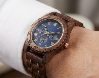 Montre en bois pour garçons d'honneur, montre gravée, cadeau de mariage d'anniversaire personnalisé pour mari et petit ami