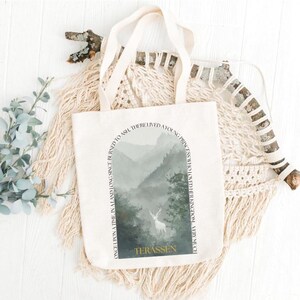 Terassen Tote Bag Throne of Glass Gifts Once Upon a Time Bag Bookish Bag for Library Fairytale Forest Theme Sarah J Maas ACOTAR Bag for Her