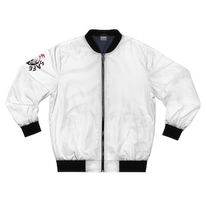 Men&#39;s Bomber Jacket - Ride Safe Skull Design, Statement Outerwear, Fashion Jacket, Motorcycle Gear, Gift for Bikers