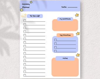 Work Day Planner, Daily Productivity Checklist, weekly planner, daily planner,Work From Home Planner, Personal Daily Planner