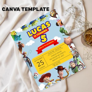 Editable Toy Story Birthday Invitation Template, Birthday Party Invitation, Birthday Editable Canva, Birthday Toy Story Digital Invitation