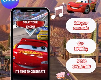 Cars Birthday Invitation Video | Editable Canva Template | Kids Party Invite