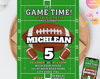 Football Birthday Invitation, Printable American Football Birthday Party Invite, Editable Sports Invitation Template, Game On Birthday,rugby