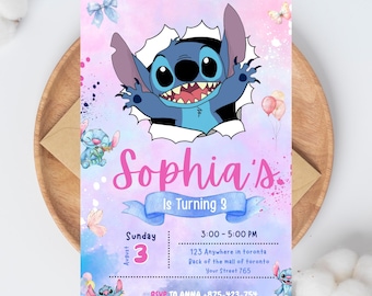 Stitch Birthday Invitation Template: Printable Kids Party Invite (Digital Download)