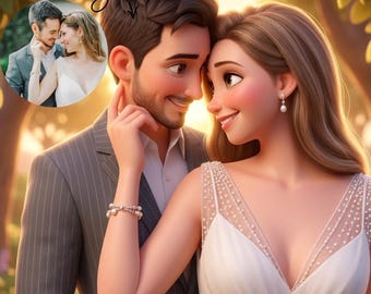 Pixar Style Portrait from Photo, Couple, Family, Pet Gift, Animated Style Portraits, Digital 3D Portrait, Gift, Digital Pixar Art