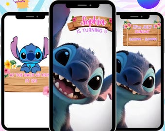 Stitch video Birthday Invitation, Editable Stitch Birthday Invitation, Digital Party Invite, Stitch Birthday Party Invitation Printable