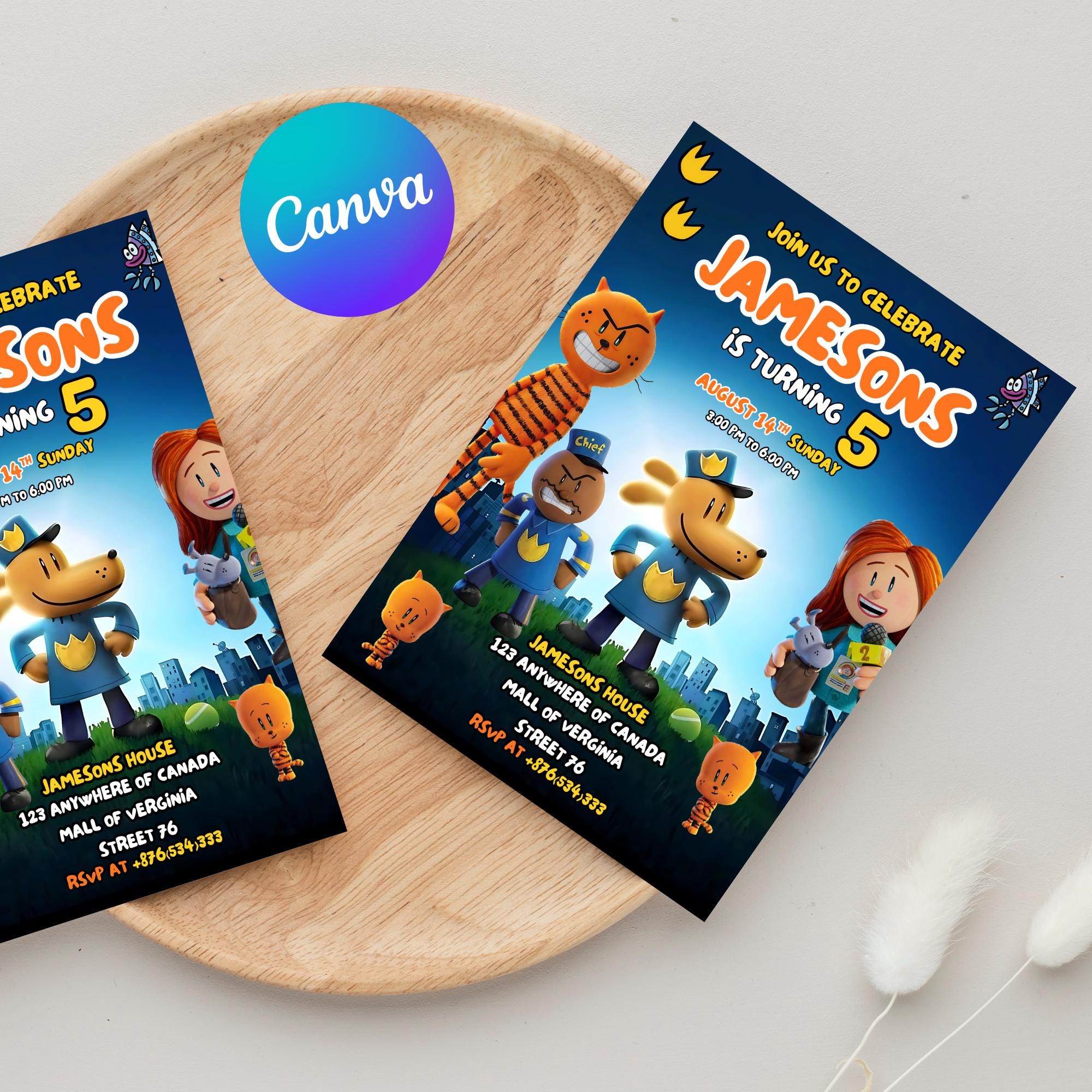 Editable Dog Man Birthday Invitation Template | Dogman Kids Birthday ...