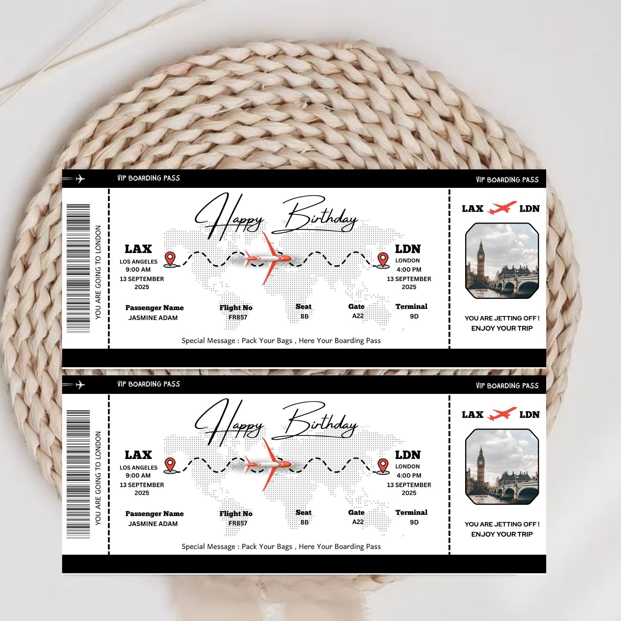 Editable Birthday Boarding Pass Template, Birthday Ticket Template ...