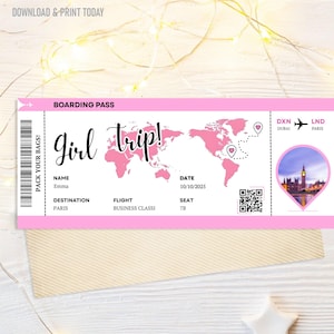Bearbeitbare Bordkartenvorlage, Bordkarten, Überraschungs-Bordkarte, druckbares Flugticket, Canva Bordkarte, digitaler Download