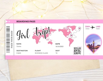 Editable Boarding Pass Template, Boarding Passes, Surprise Boarding Pass, Printable Airline Ticket, Canva Boarding Pass, Digital Download