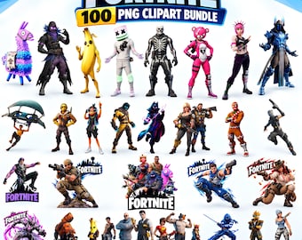 Fort Game PNG-bundel, gaming clipartpakket, hoogwaardige transparante PNG, decoratie voor gamerkamers, digitale download voor prints en stickers