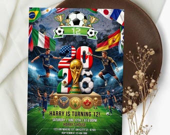 World Cup 2026 Soccer Party Invitation, Football 12th Birthday Invitation, Watch Party Invite, Fifa Match Party, Editable Canva Template