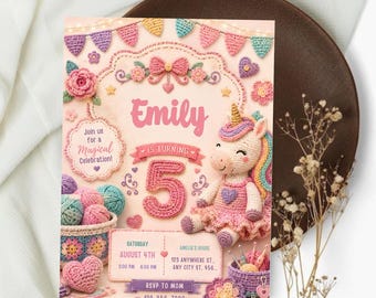 Unicorn Birthday invitation, Whimsical Magical birthday party invite, Five Is A Magical Vibe Birthday Invite, Fairytale Unicorn Princess