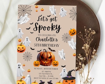Halloween Birthday Invitation, Editable Spooky Halloween Invitation, Costume Party Invite, Spooktacular Party Invite, Digital Download