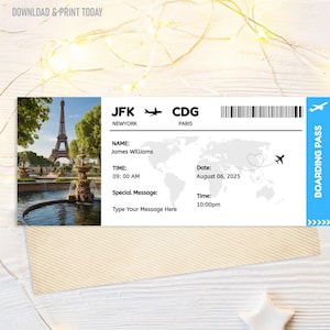Editable Boarding Pass Template, Boarding Pass Surprise Trip, Surprise Airline Gift,  Vacation Ticket, Digital Download DIY Boarding Ticket.