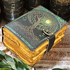 Tree of Life Leather Grimoire: 400-Page Spell Book of Shadows