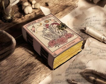 The Lovers Tarot Grimoire: Leather Book of Shadows, Deckle Edge Paper