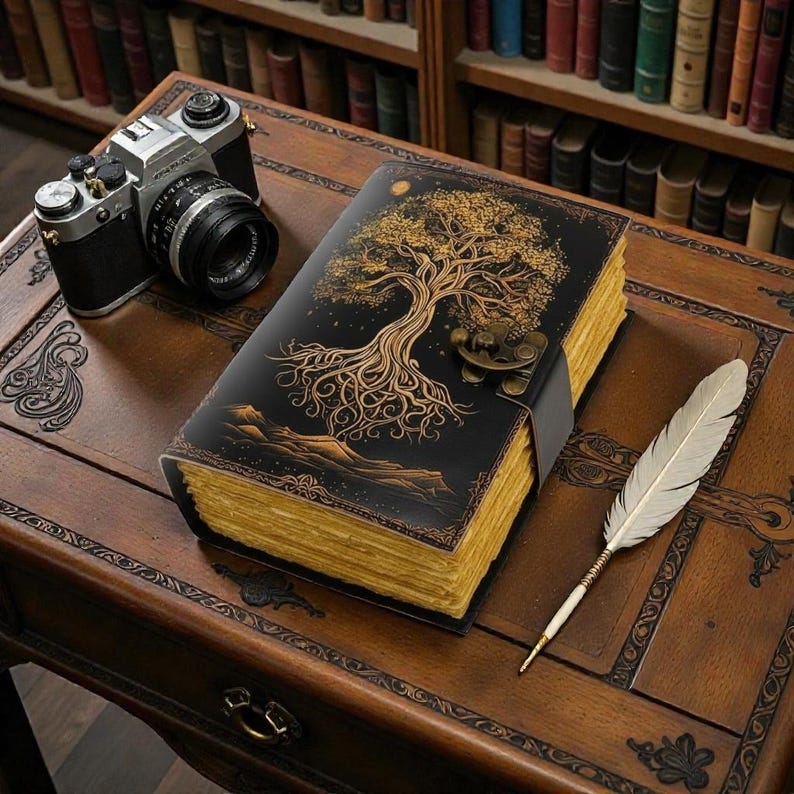 Blank Spell Book of Shadows Tree of Life Leather Journal – Handmade ...