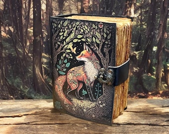 Handmade Fox Leather Journal: Vintage Book of Shadows, Sketchbook