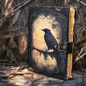 Raven Grimoire: 400-Page Vintage Leather Book of Shadows