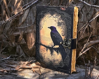 Grimorio del Cuervo: Libro de las Sombras de cuero antiguo de 400 páginas