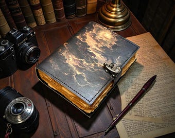 Drachen Lederbuch: Handgemachtes Gothic Grimoire, Blanko-Buch der Schatten