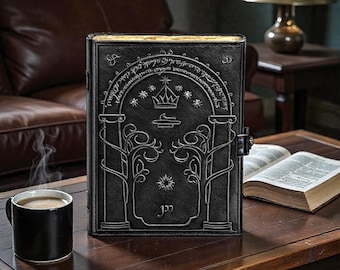 Doors of Durin Leather Journal: Tolkien Font Grimoire, Vintage Fantasy Notebook