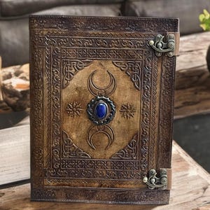 Triple Moon Leather Journal: Vintage Book of Shadows, Grimoire