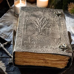Embossed Tree of Life Leather Journal: Handmade Book of Shadows, Grimoire