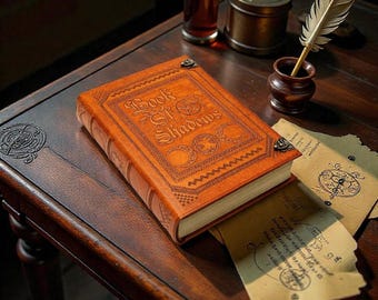 Libro de las Sombras de Cuero Hecho a Mano • Diario de Brujería en Relieve • Grimorio de Wicca Pagana • Cuaderno de Hechizos y Rituales