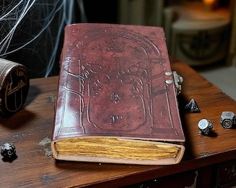 Diario de cuero vintage Puertas de Durin Diario de cuero: Grimorio de Tolkien hecho a mano - Libro de las Sombras, regalos de diarios creativos para hombres y mujeres