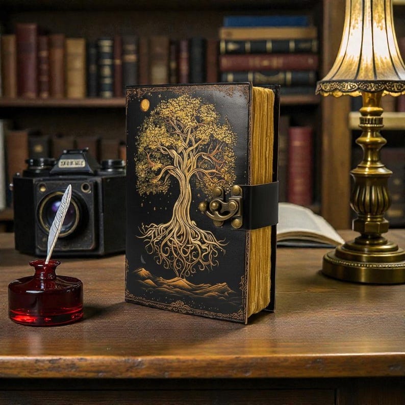 Blank Spell Book of Shadows Tree of Life Leather Journal – Handmade ...