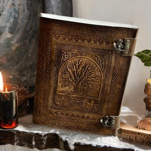 Handmade Leather Journal, 400 Lined/Unlined Paper Large Black Leather Journal, Tree Of Life, Witch Journal For Sketching, Book Of Shadows